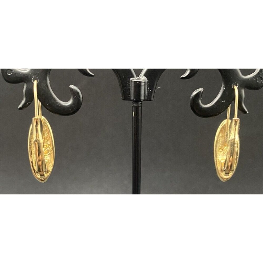 Vintage Swarovski for Avon Earrings Black Crystal Pave Gold Plated Drop Pierced - Picture 4 of 10